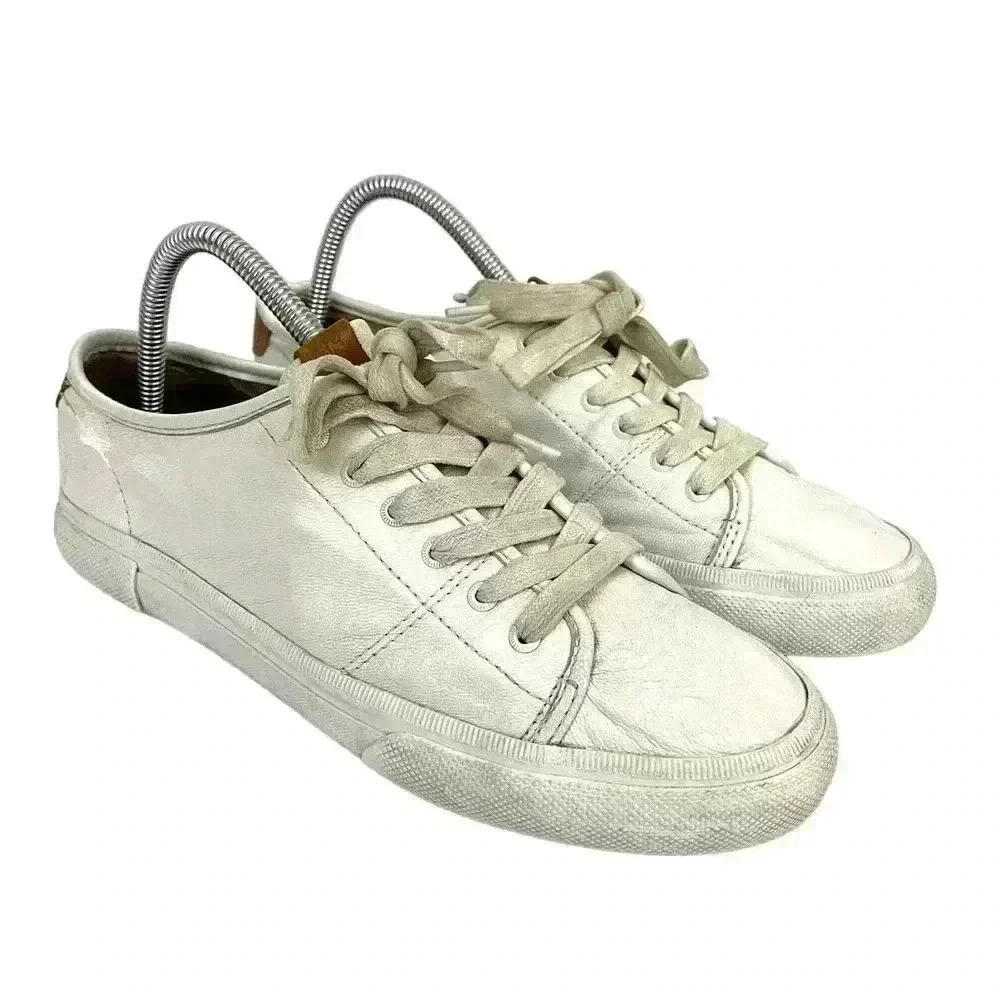 FRYE Gia‎ Low Lace White Leather Sneakers Size 6.5 Women’s